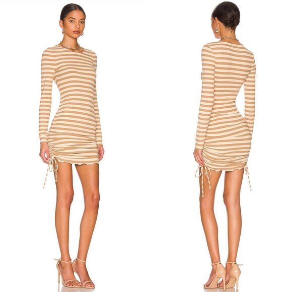 Lovers and friends kat mini dress in camel stripe - Picture 1 of 7